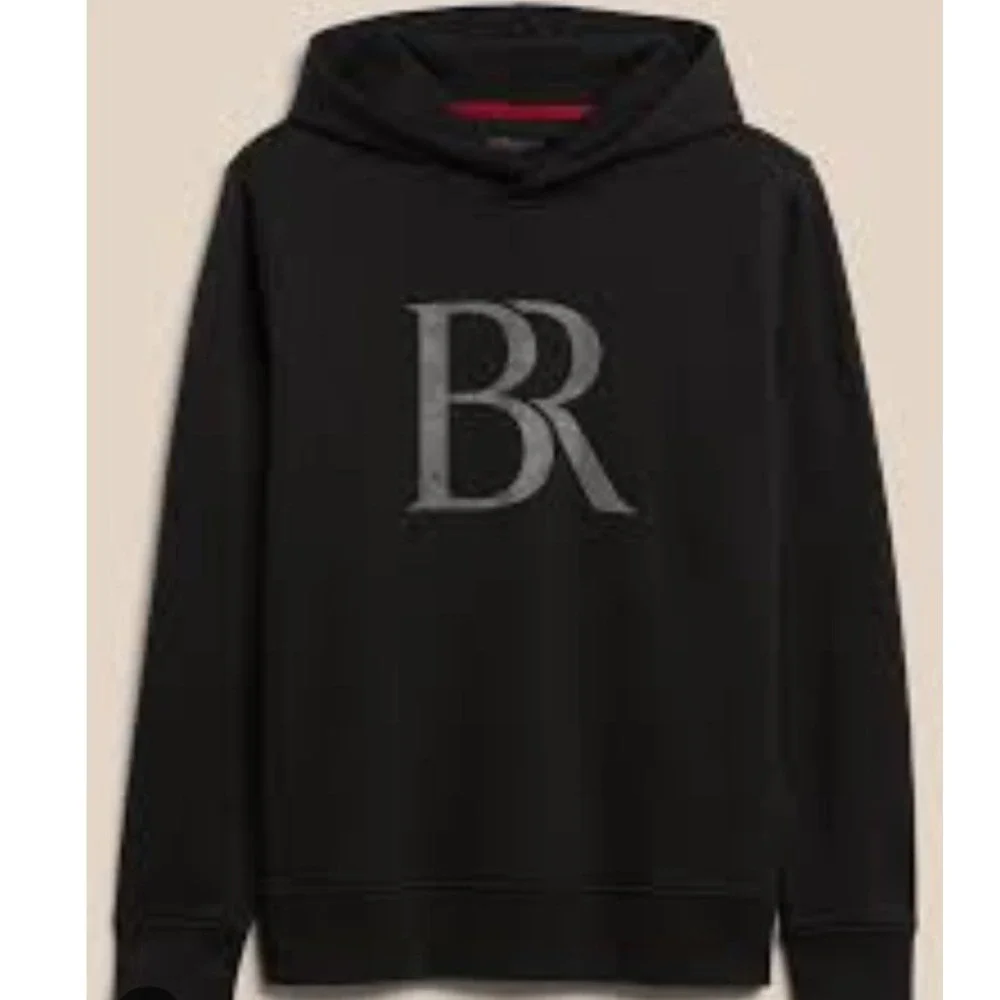 Banana Republic Mens Navy Blue BR Logo Pullover Hoodie‎ Sweatshirt Large  NWOT